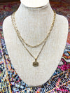 Double Chain Pendant Initial Necklace