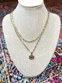 Double Chain Pendant Initial Necklace