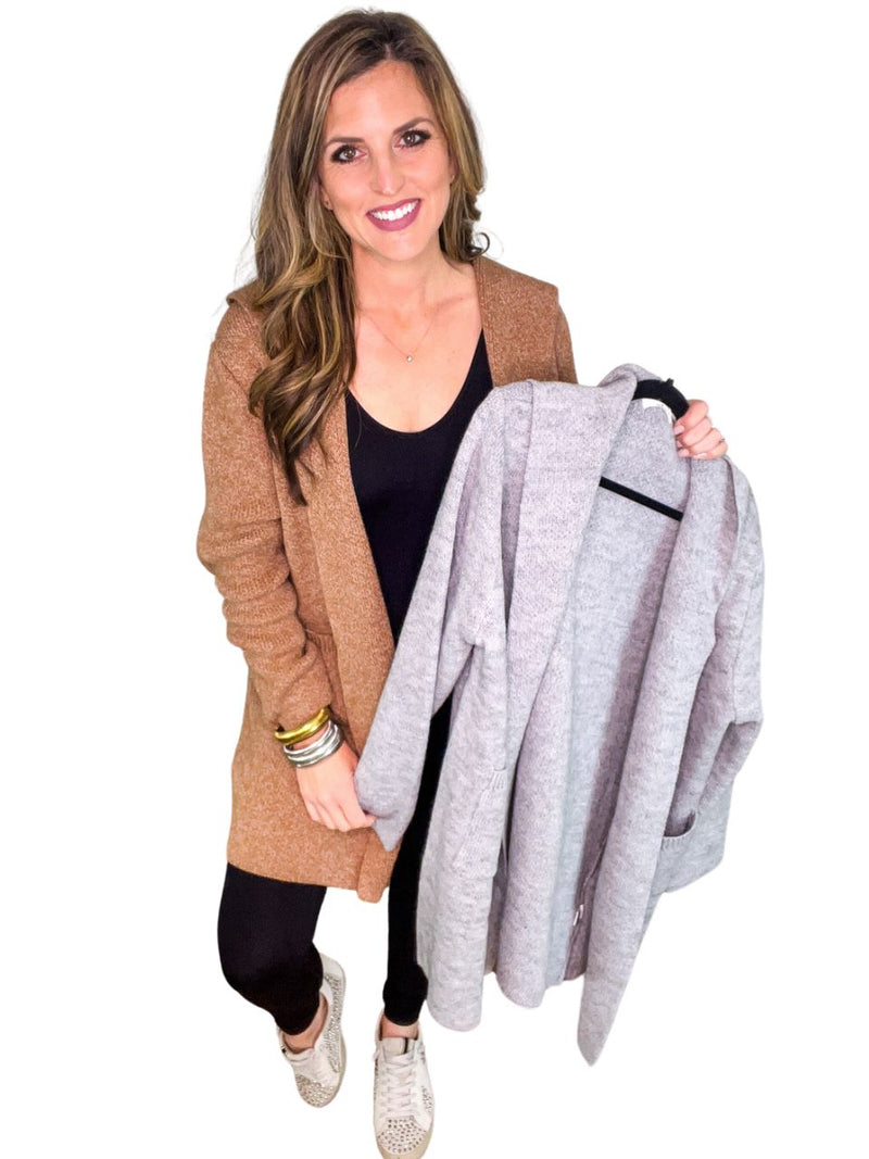 Hooded Open Front Sweater Cardigan