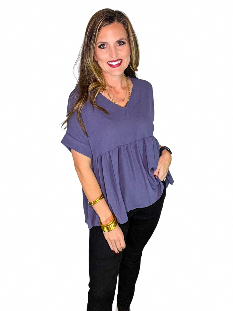 Babydoll Top in Blue Gray