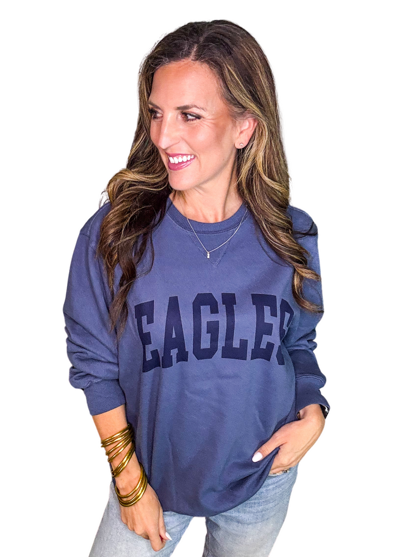 Eagles in Navy Garment Dyed Pullover PREORDER