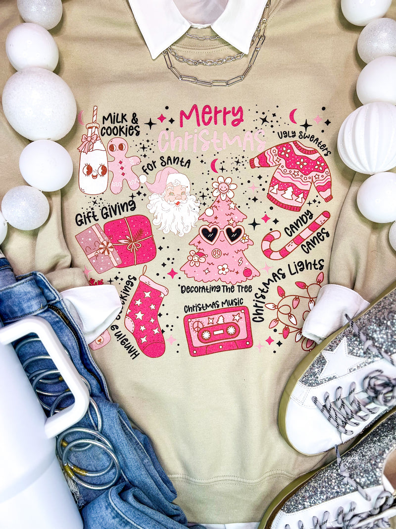 Pink Christmas Collage Sweatshirt