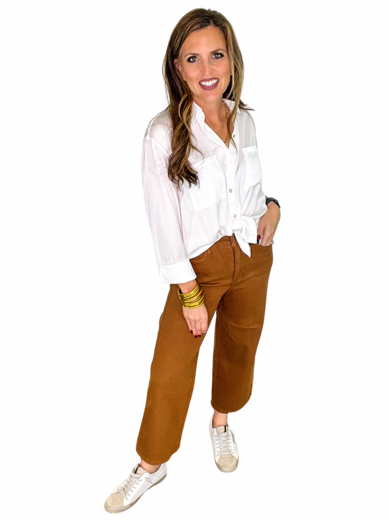 Judy Blue Tummy Control Cropped Jeans in Camel