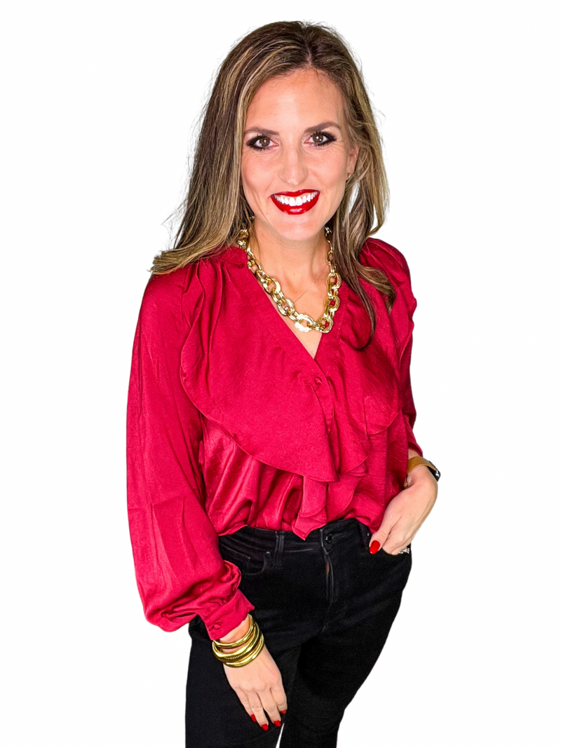 Long Sleeve Ruffle Blouse DEAL