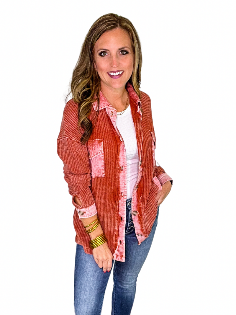 COTTON WAFFLE ACID WASH SHACKET
