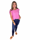 WOVEN BUBBLE AIRFLOW FLUTTER SLEEVE TOP