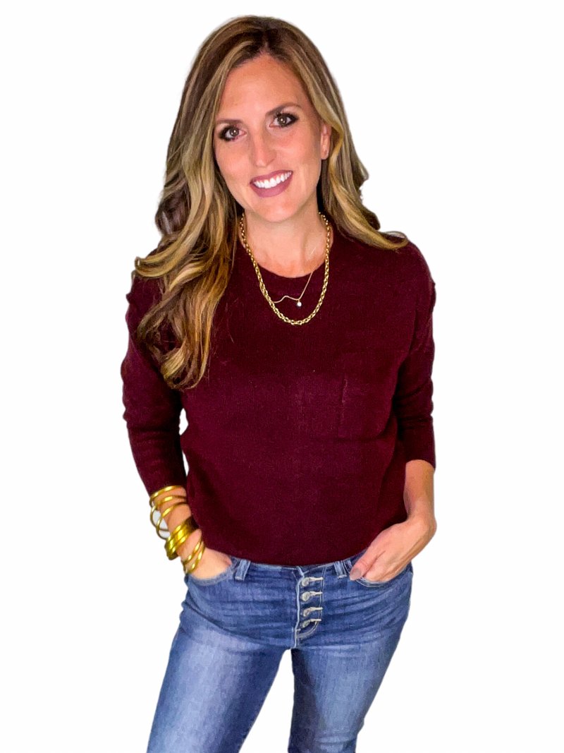Hi-Low Hem Round Neck Sweater