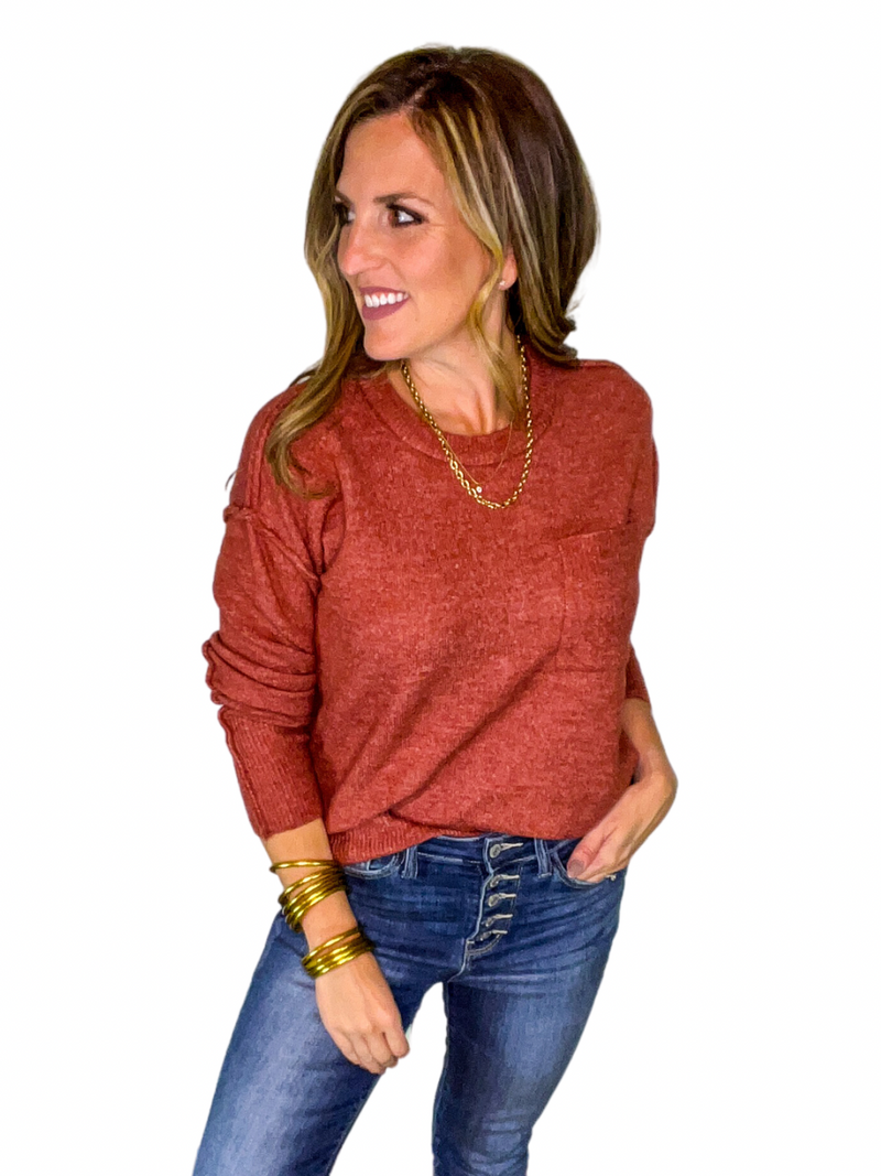 Hi-Low Hem Round Neck Sweater