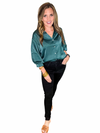 Hunter Green Button Up Top