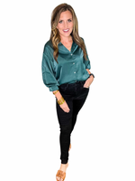 Hunter Green Button Up Top