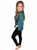 Hunter Green Button Up Top