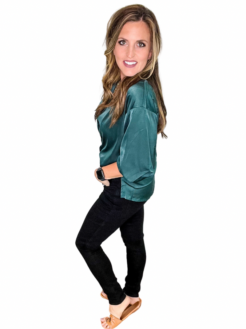 Hunter Green Button Up Top
