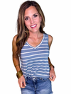 Stripe Sleeveless V-Neck Top