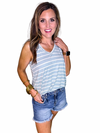 Stripe Sleeveless V-Neck Top