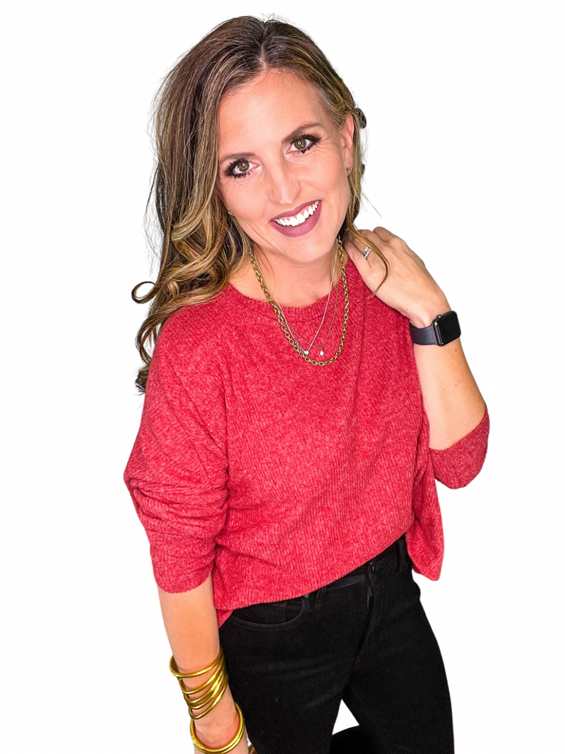 Ribbed Dolman Long Sleeve Top