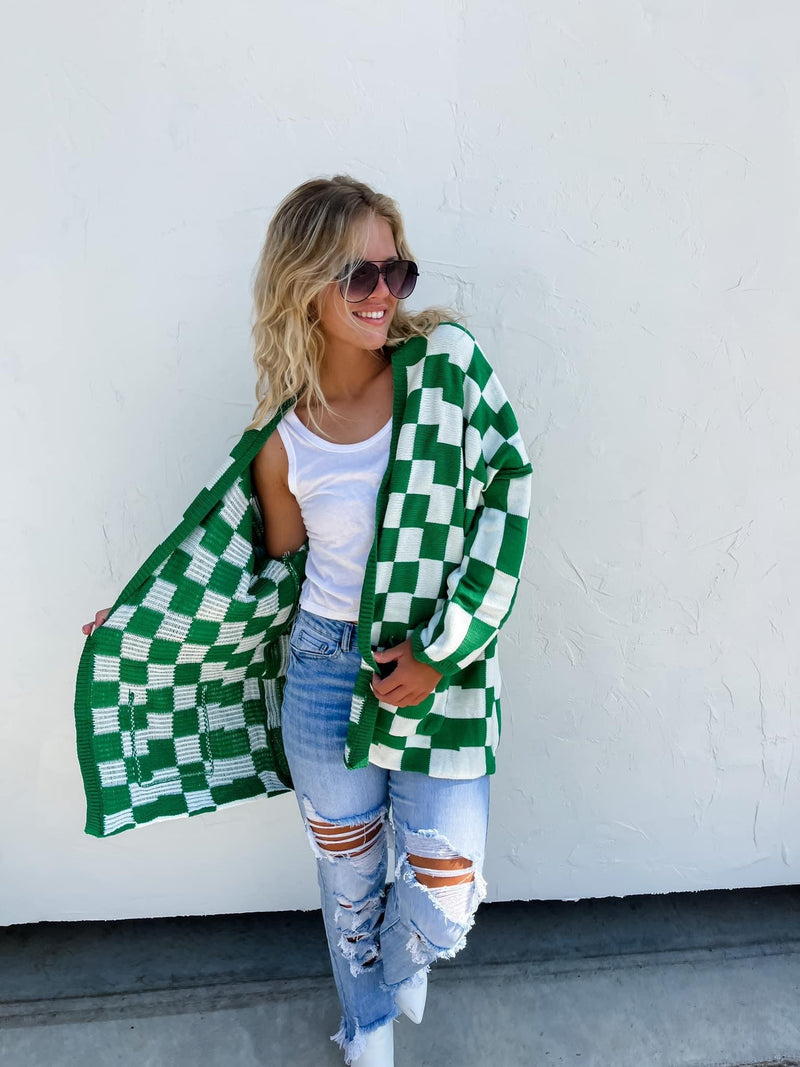 Green Check Cardigan PREORDER
