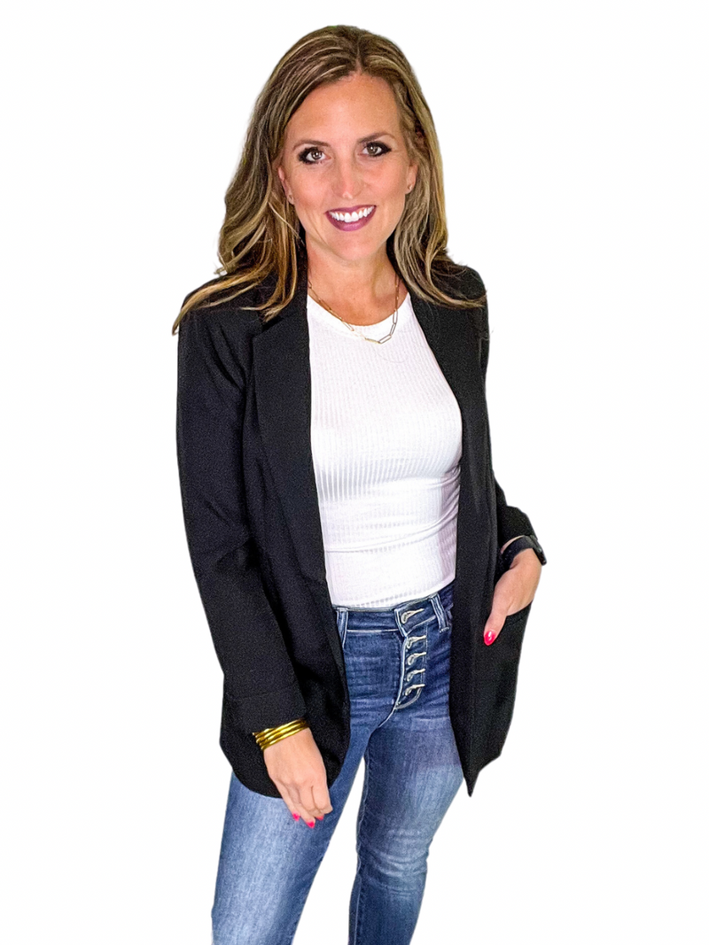 Long Sleeve Open Front Classic Blazer