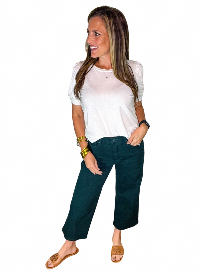 Judy Blue Tummy Control Cropped Wide Leg Jeans