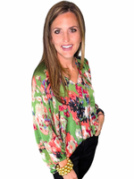 V-NECK TIE FRONT BLOUSE TOP