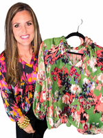 V-NECK TIE FRONT BLOUSE TOP