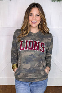 Lions Camo Pullover with Pockets in Maroon PREORDER