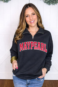 Maypearl Quarter Zip Pullover in Black PREORDER