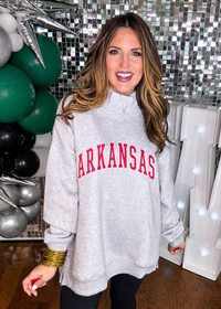 ARKANSAS Mock Neck Pullover in Ash Gray PREORDER