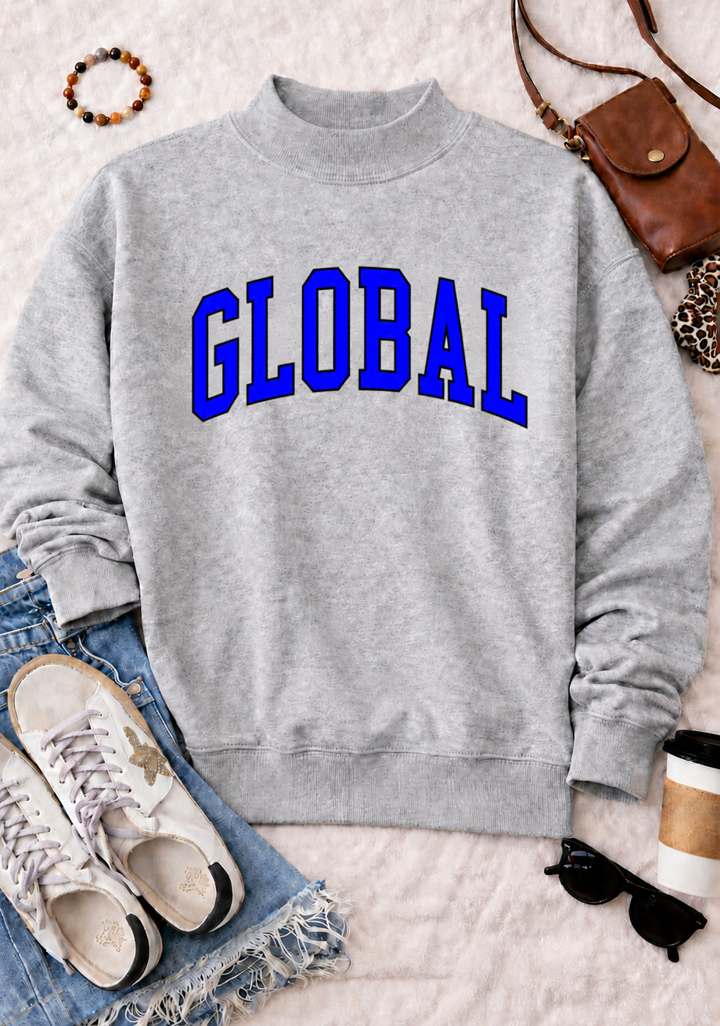 GLOBAL Mock Neck Pullover in Ash Gray PREORDER