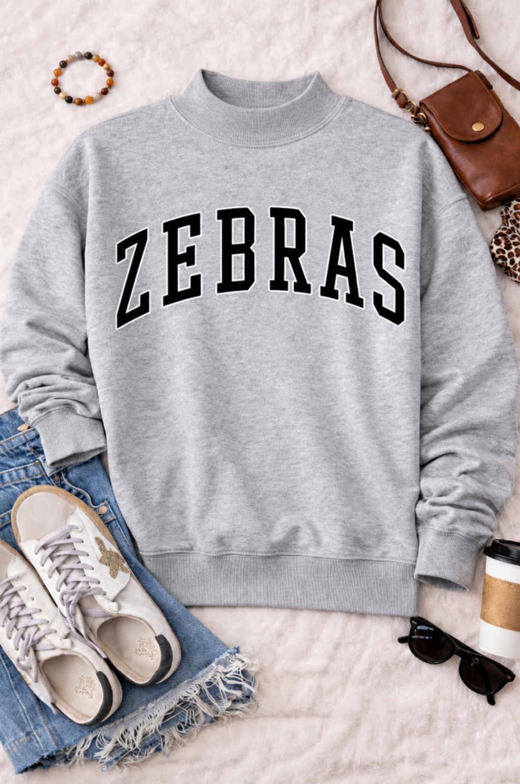 ZEBRAS Mock Neck Pullover in Ash Gray PREORDER