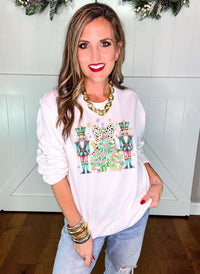 Preppy Nutcrackers with Christmas Tree Sweatshirt