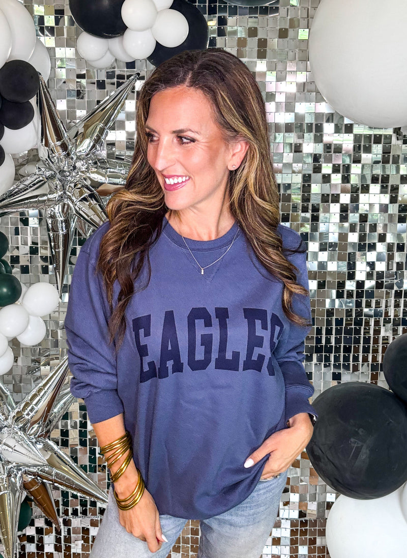 Eagles in Navy Garment Dyed Pullover PREORDER