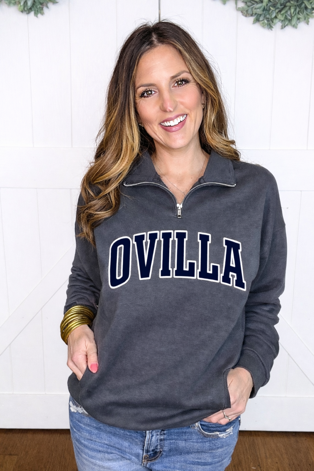 Ovilla Quarter Zip Pullover in Charcoal PREORDER