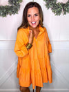 Oversized Puff Sleeve Mini Dress in Orange