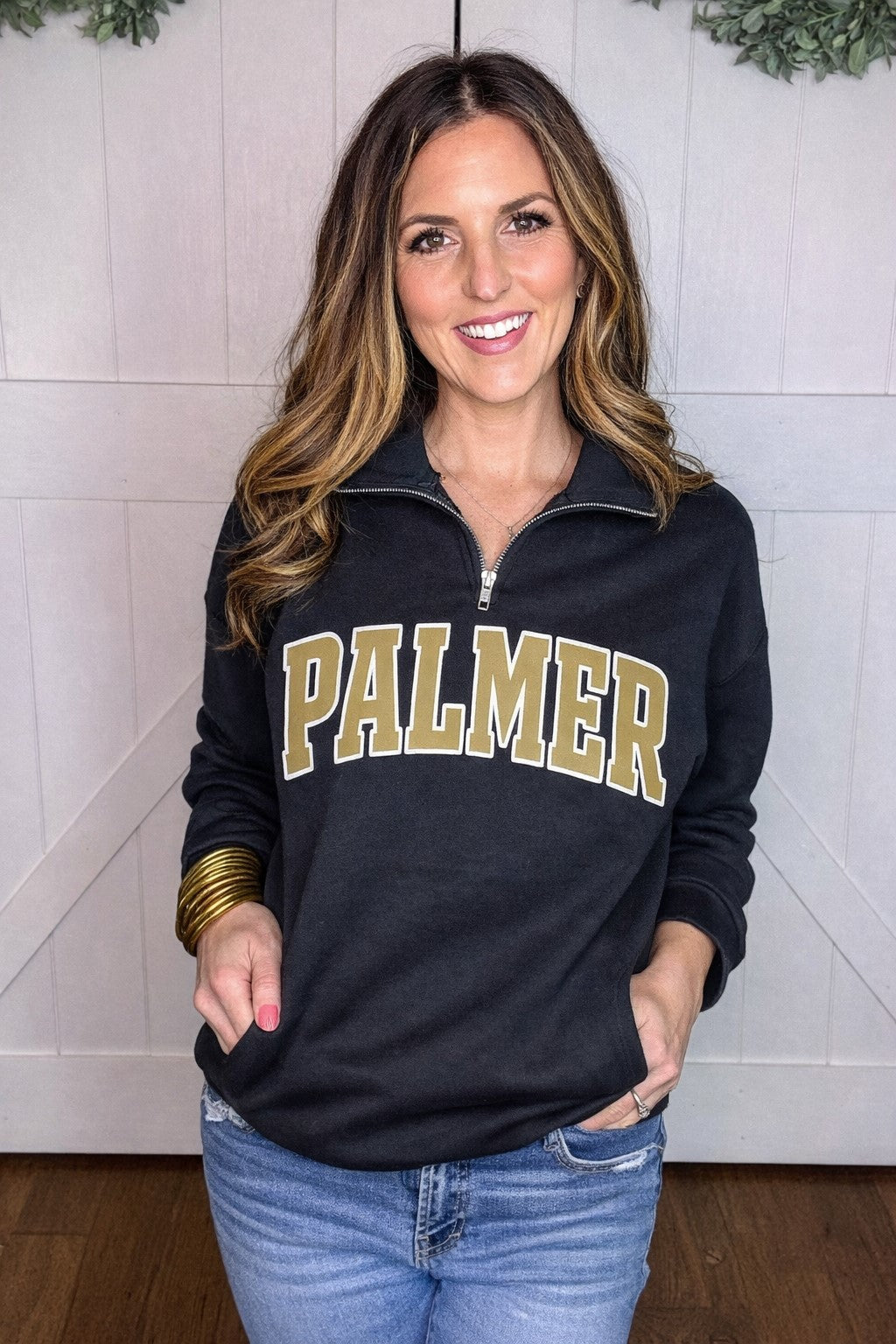 Palmer Quarter Zip Pullover in Black PREORDER