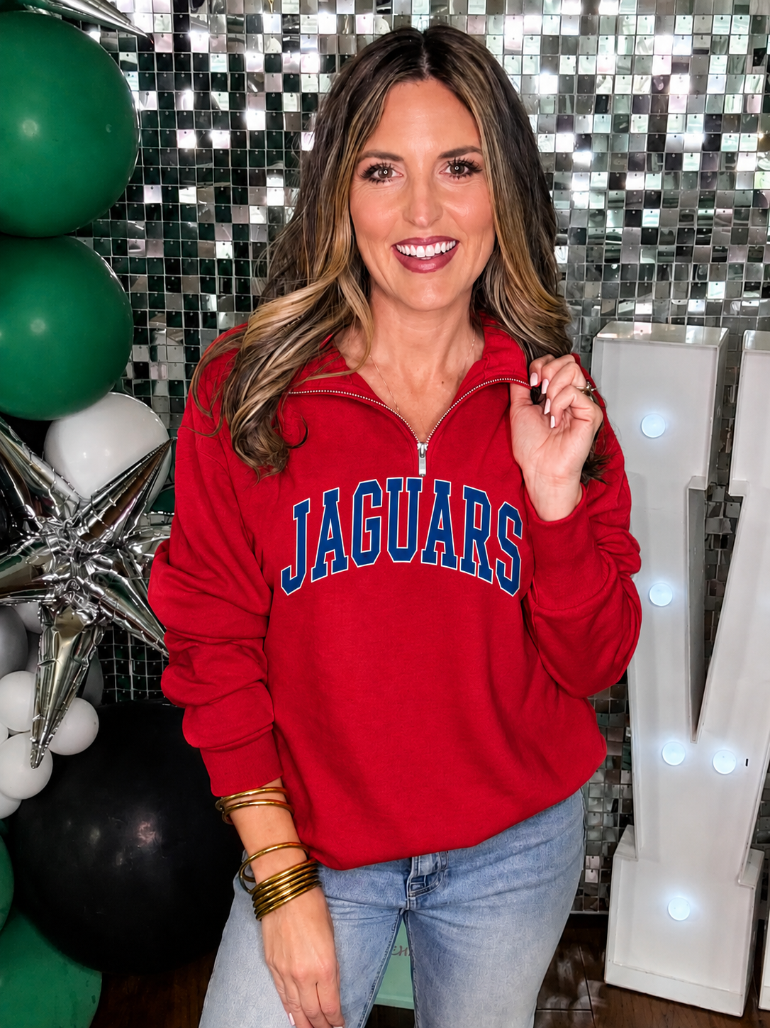 Jaguars Quarter Zip Pullover in Red PREORDER