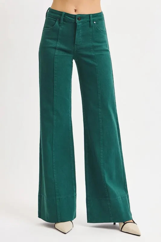 GREEN RISEN WIDE LEG TUMMY CONTROL JEAN