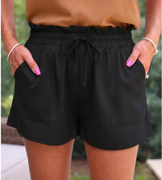 Black Paper Bag Shorts