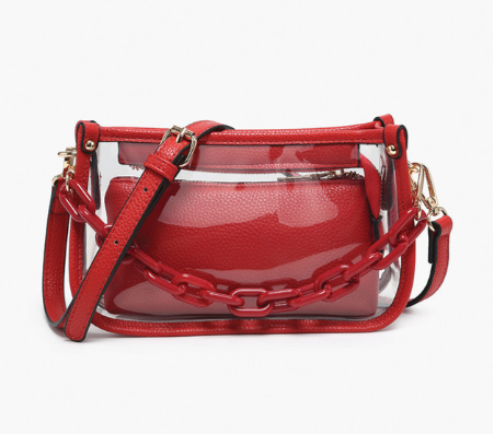 Clear Crossbody Stadium Bag with Chain