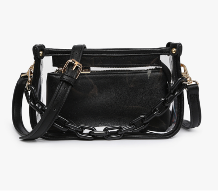 Clear Crossbody Stadium Bag with Chain