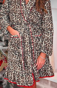 Jess Lea Leopard with Red Trim Robe PREORDER