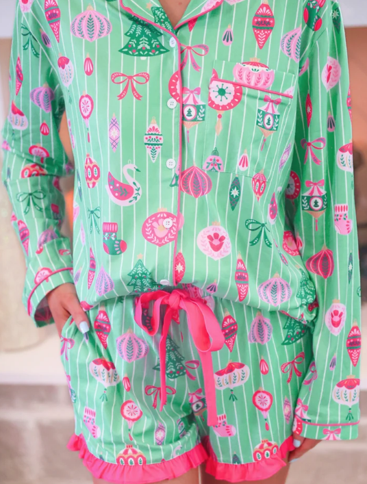 Jess Lea Pink and Mint Ornaments Pajama Set PREORDER