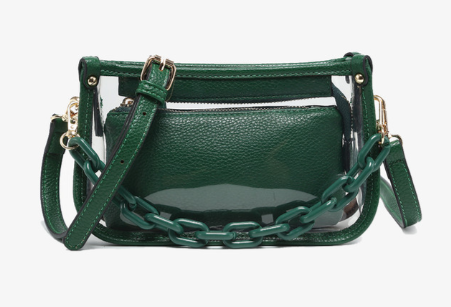 Clear Crossbody Stadium Bag with Chain