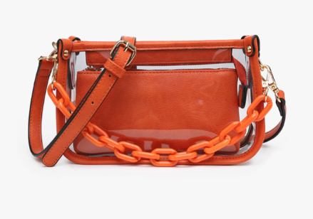 Clear Crossbody Stadium Bag with Chain