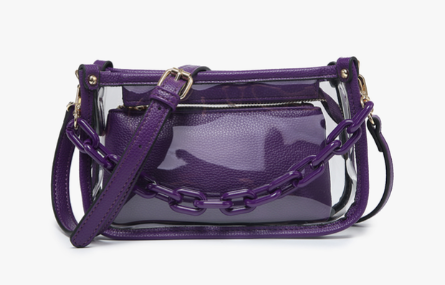 Clear Crossbody Stadium Bag with Chain