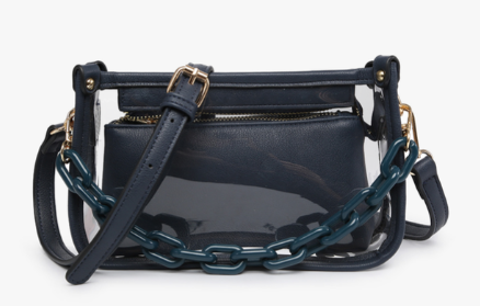 Clear Crossbody Stadium Bag with Chain