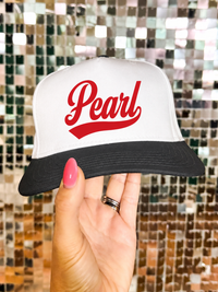 Pearl in Black Mid Profile Baseball Cap