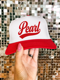 Pearl in Red Mid Profile Baseball Cap