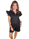 Texture Ruffle Sleeve Top and Shorts Set