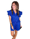 Texture Ruffle Sleeve Top and Shorts Set