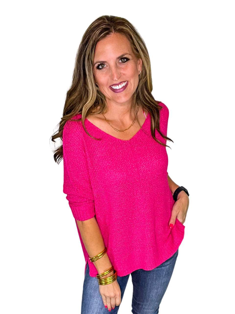 V-Neck Front Seam Sweater